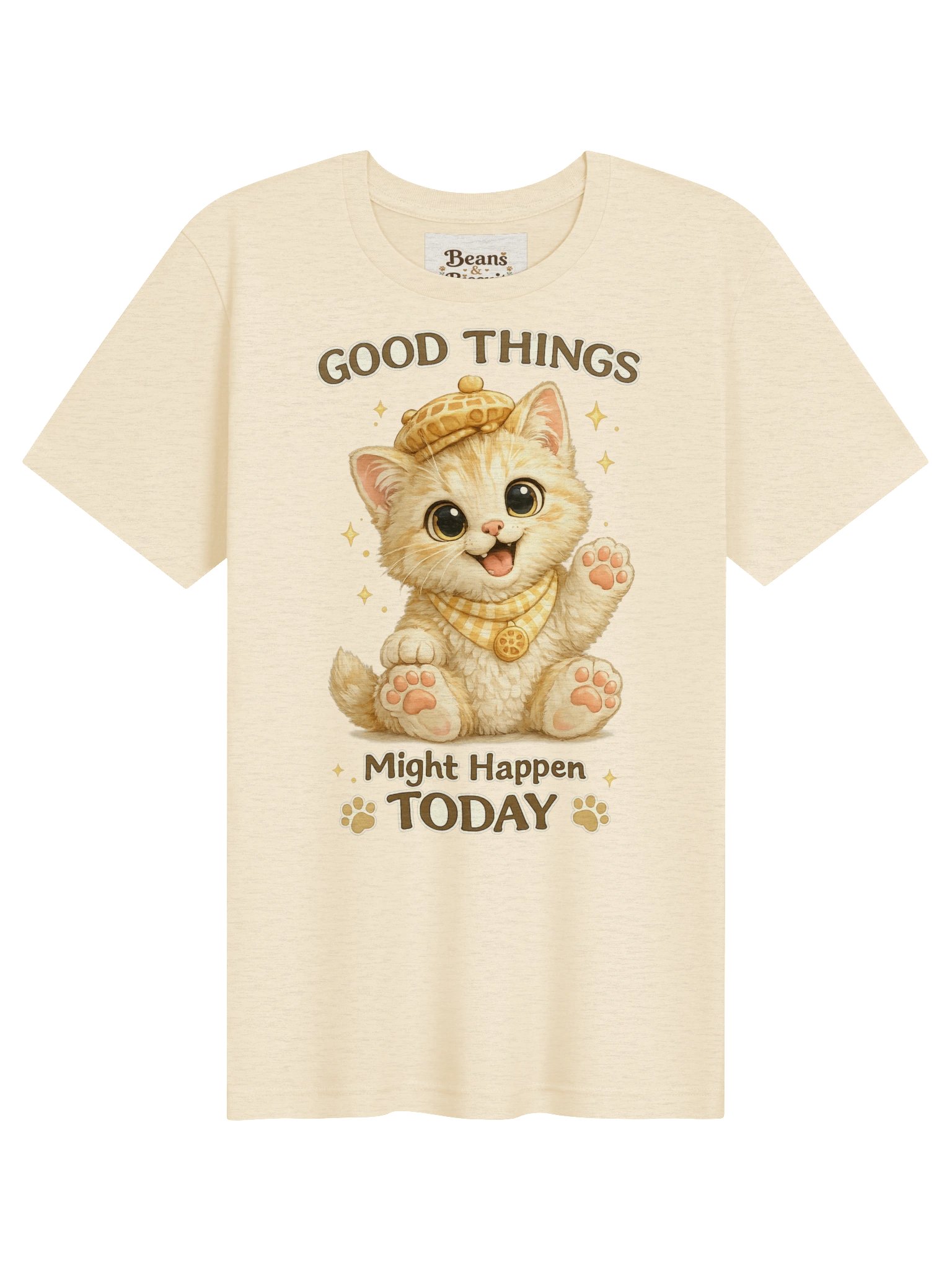 Waffles Good Things Might Happen Today Kitten Tee product image (1)