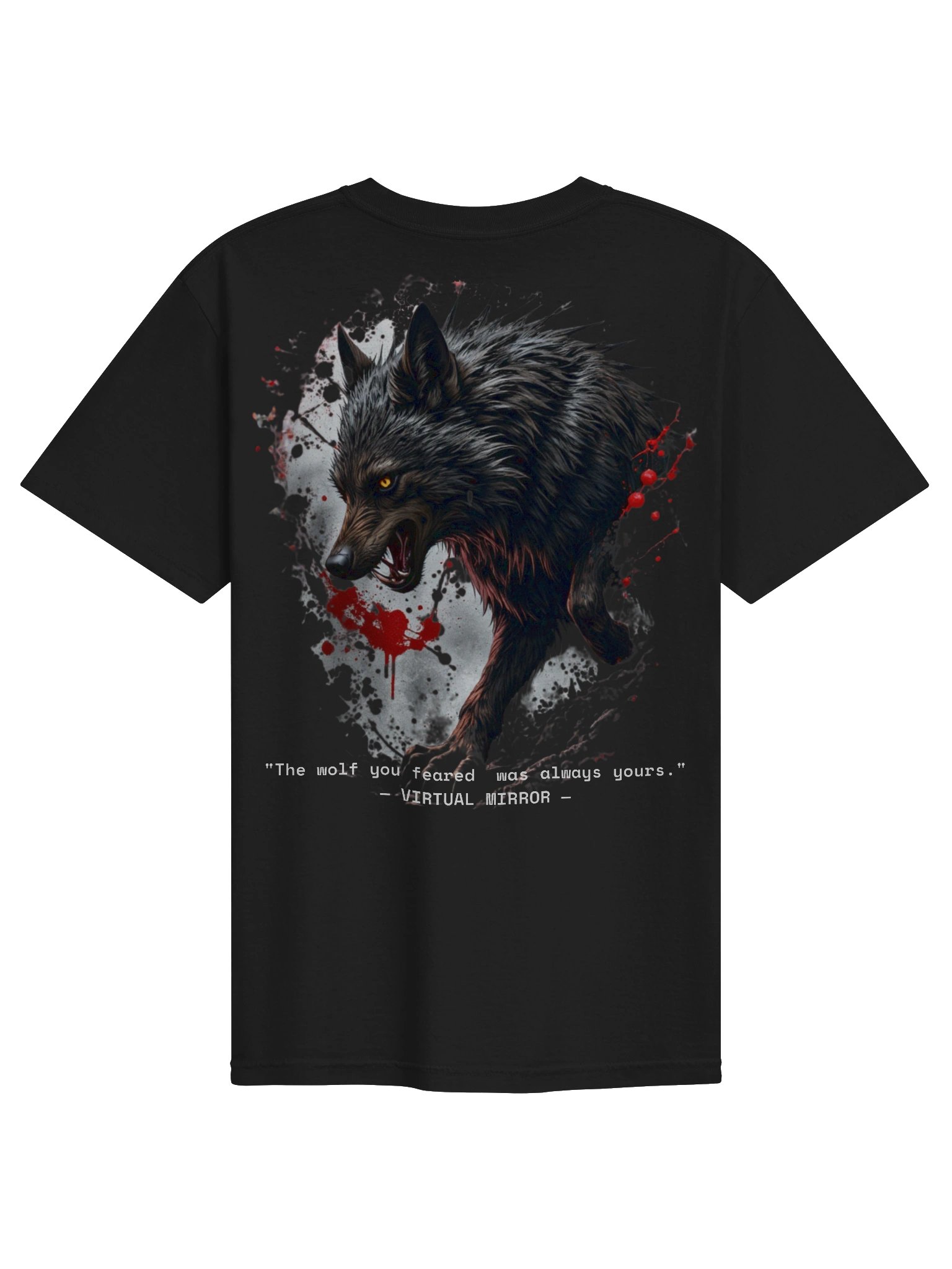 Virtual Mirror — The Wolf Within | Dark Aesthetic Back Print T-Shirt product image (2)