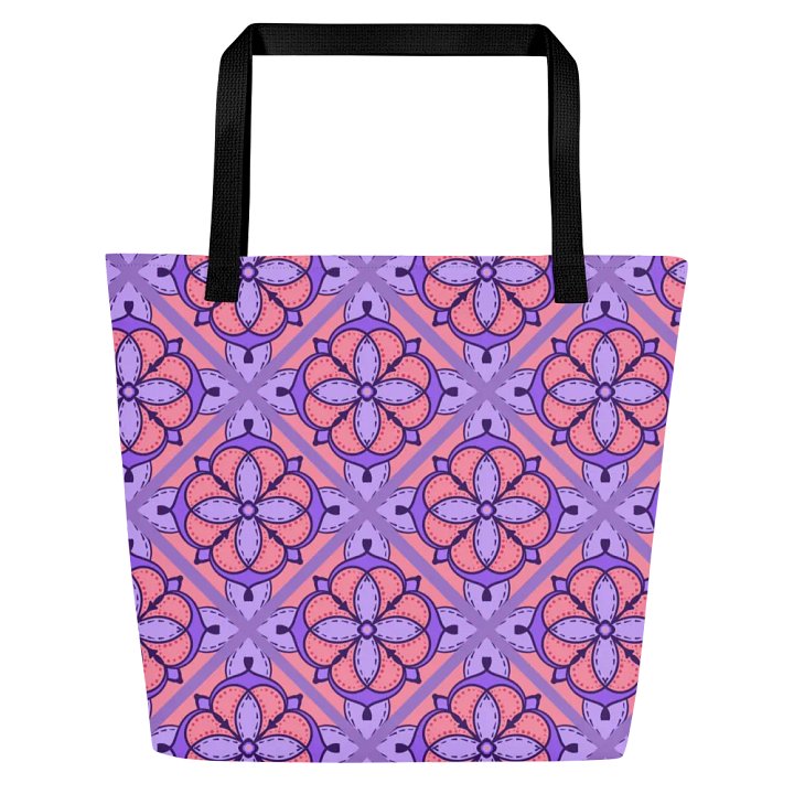Peach and Lilac Symmetry Pattern All Over Print Tote product image (2)