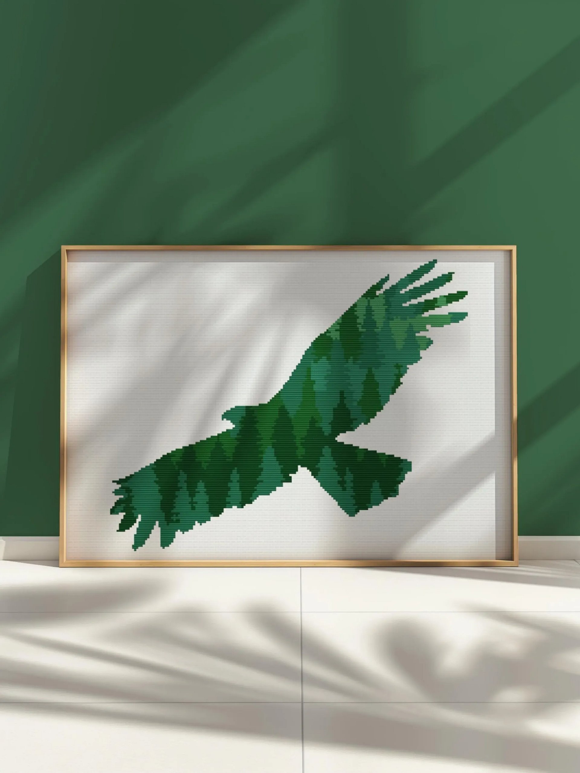 Green Eagle Tree Silhouette Cross Stitch Pattern product image (5)