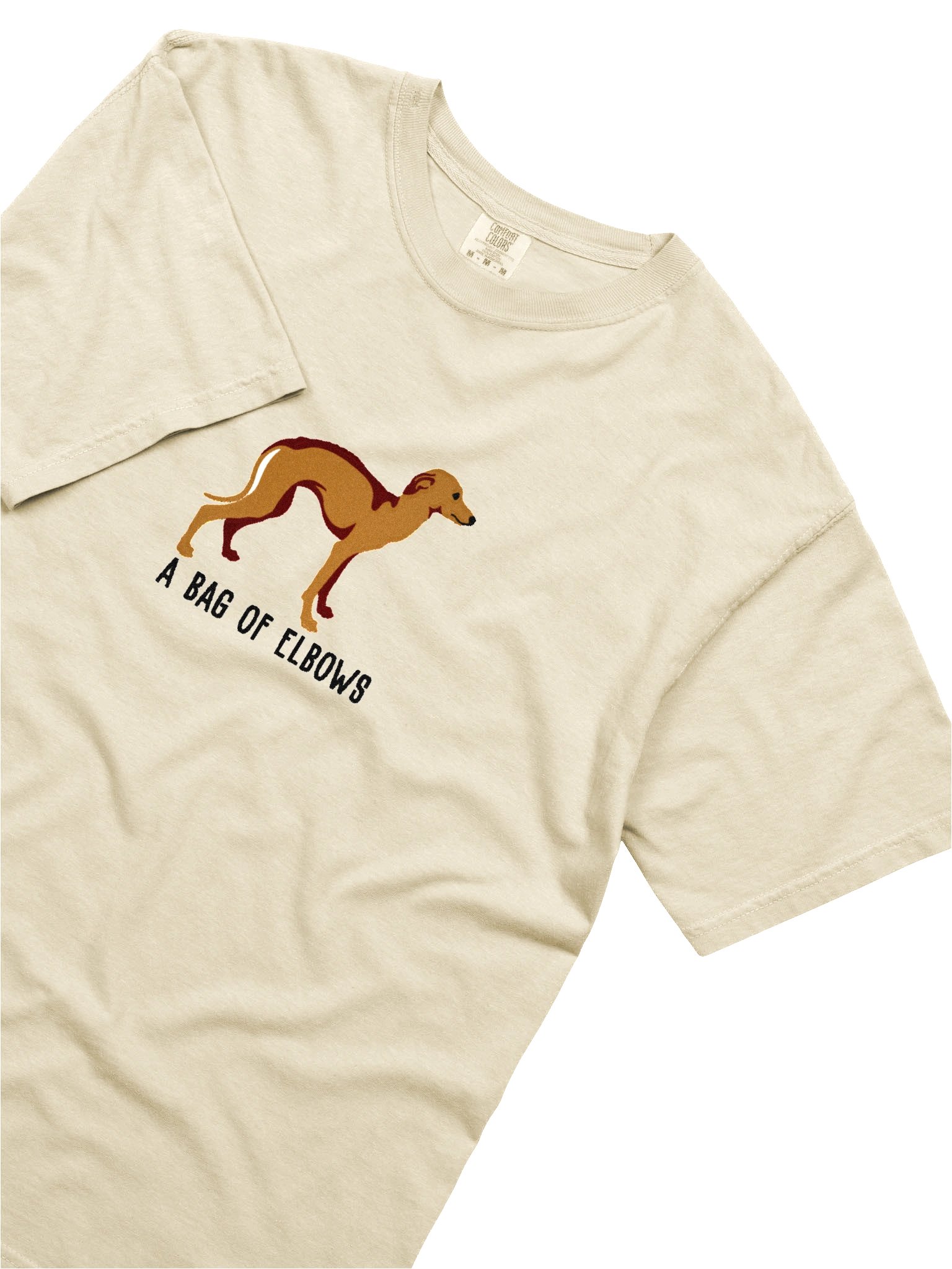 A Bag of Elbows T-Shirt(Embroidered) of an Italian Greyhound(Tan) product image (8)