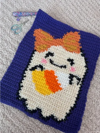 Crochet Ghost Graph Pattern: Candy Corn Halloween Decor (Digital Download product image (1)