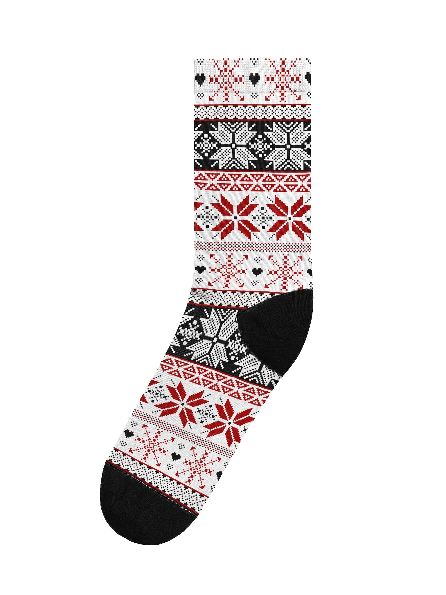 Winter Fair Isle Pattern Socks, Red & Black product image (1)