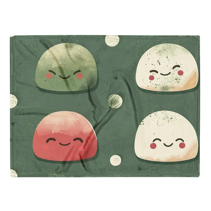 Cute Japanese Mochi Throw Blanket - Kawaii Green Dessert Fleece product image (1)
