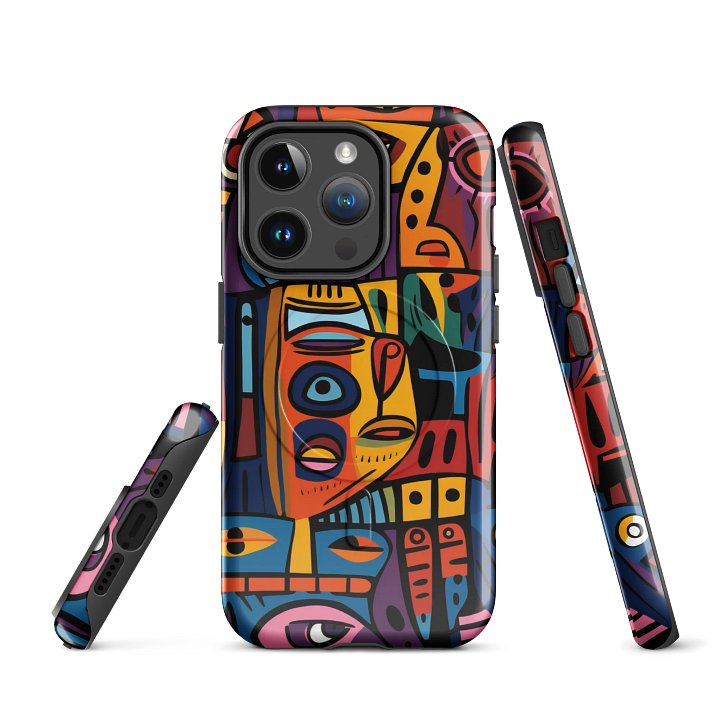 Abstract Faces Tough Magnetic MagSafe® iPhone® 14, iPhone 15, iPhone 16, iPhone 17, Pro, Pro Max, Plus Cases. product image (1)