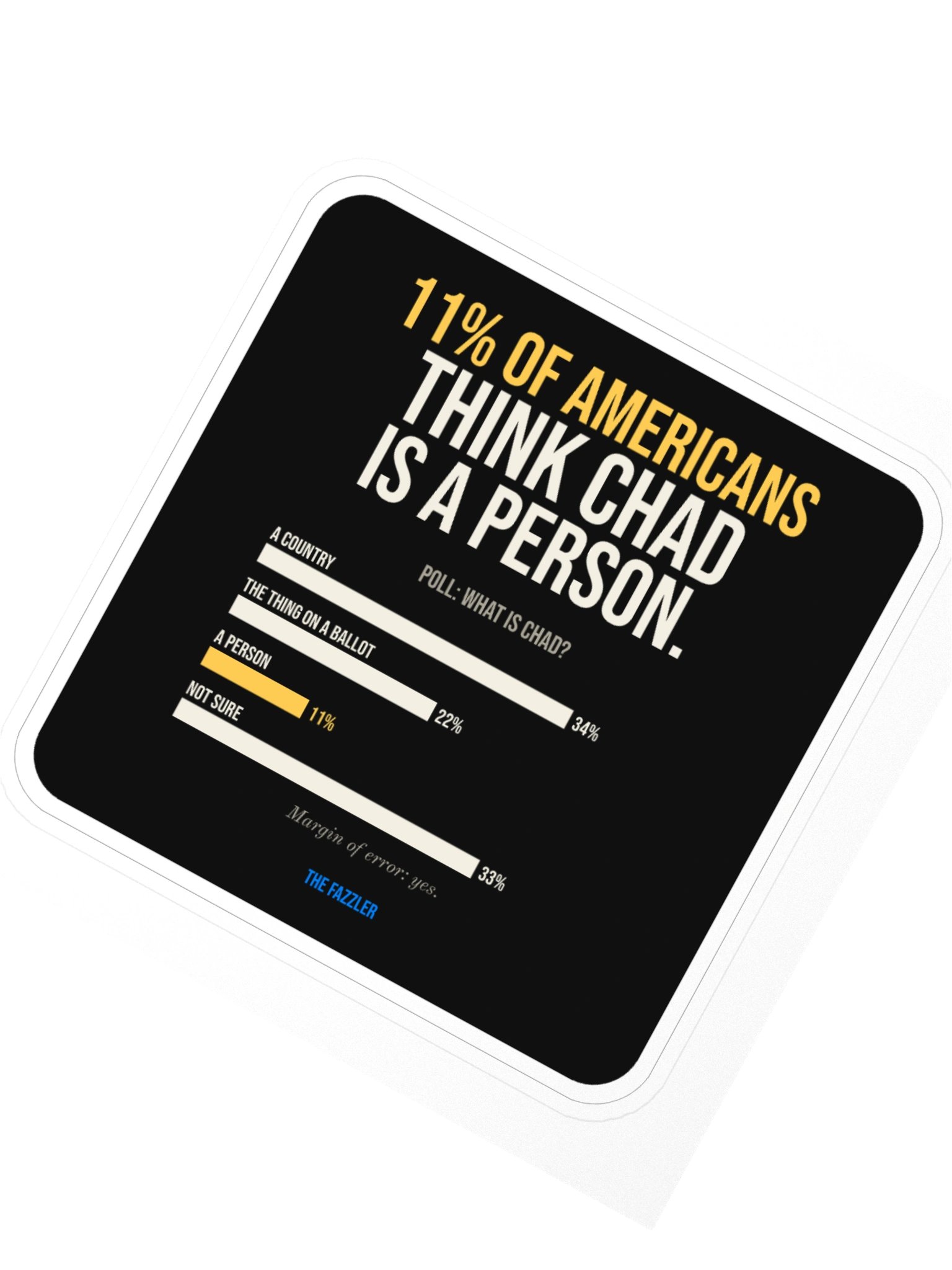 11% of Americans Think Chad Is a Person Sticker product image (2)