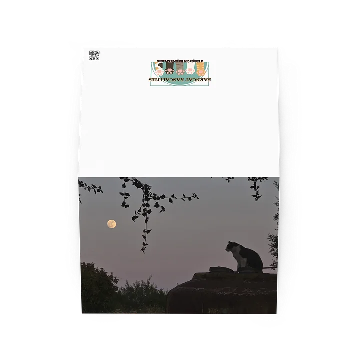 Feline Admiring the Full Moon Greeting Card product image (2)