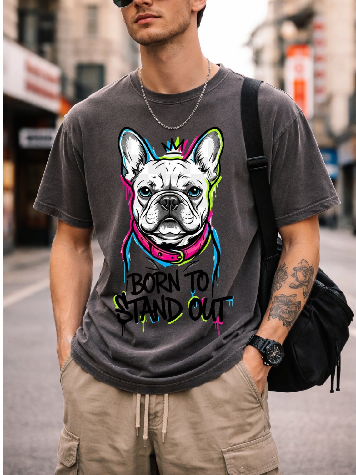 Born to Stand Out French Bulldog Shirt – Streetwear Dog Lover Tee | Comfort Colors 1717 product image (1)