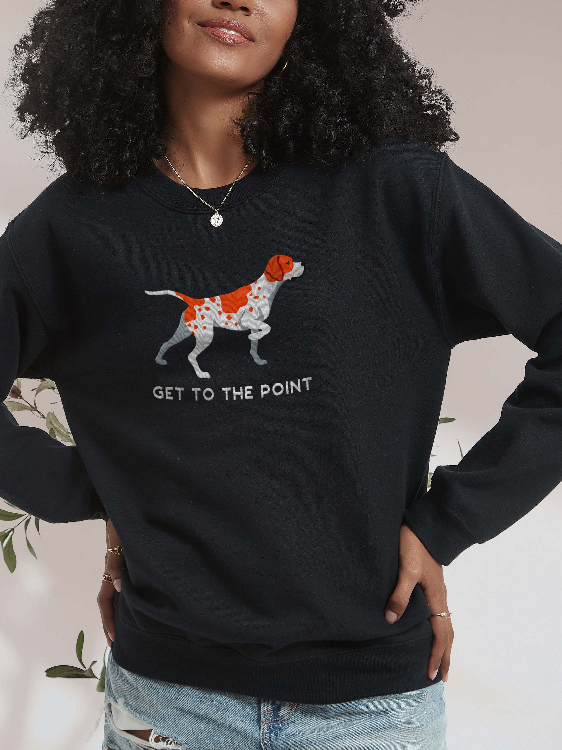 Get to the Point Sweatshirt (Embroidered) of an English Pointer (Red & White) product image (2)