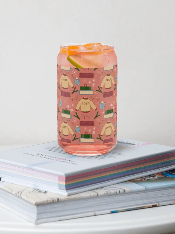 Cozy Winter Pattern in Red Glass Tumbler product image (1)