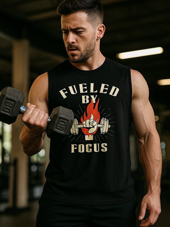 Fueled by Focus - Men's Sleeveless Gym Motivation Tee product image (2)