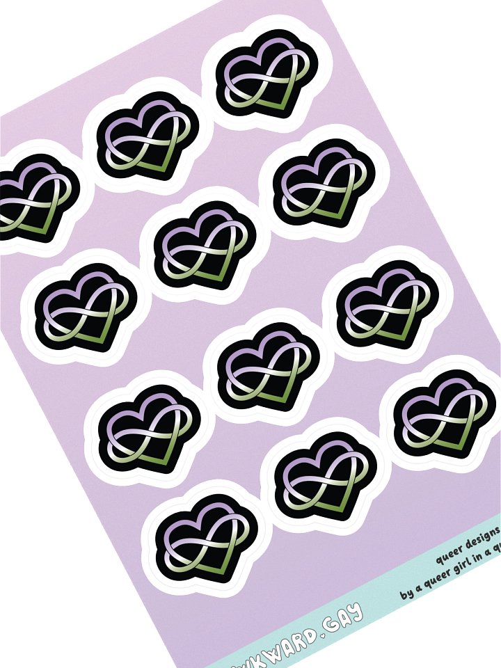 Genderqueer Pride Gradient Polyamory Infinity Heart Sticker Sheet product image (1)