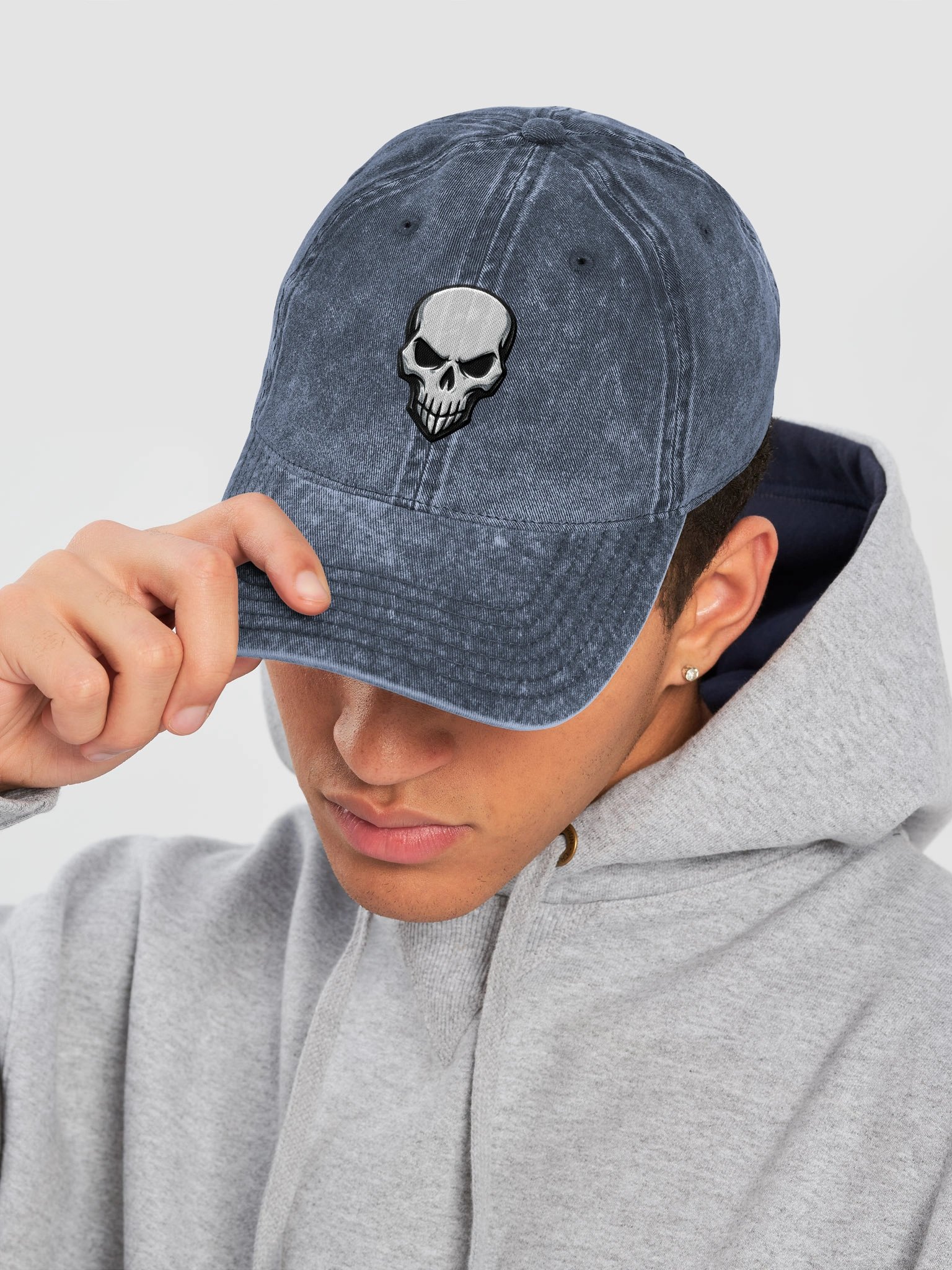 Vintage Style Embroidered Skull Baseball Cap product image (8)