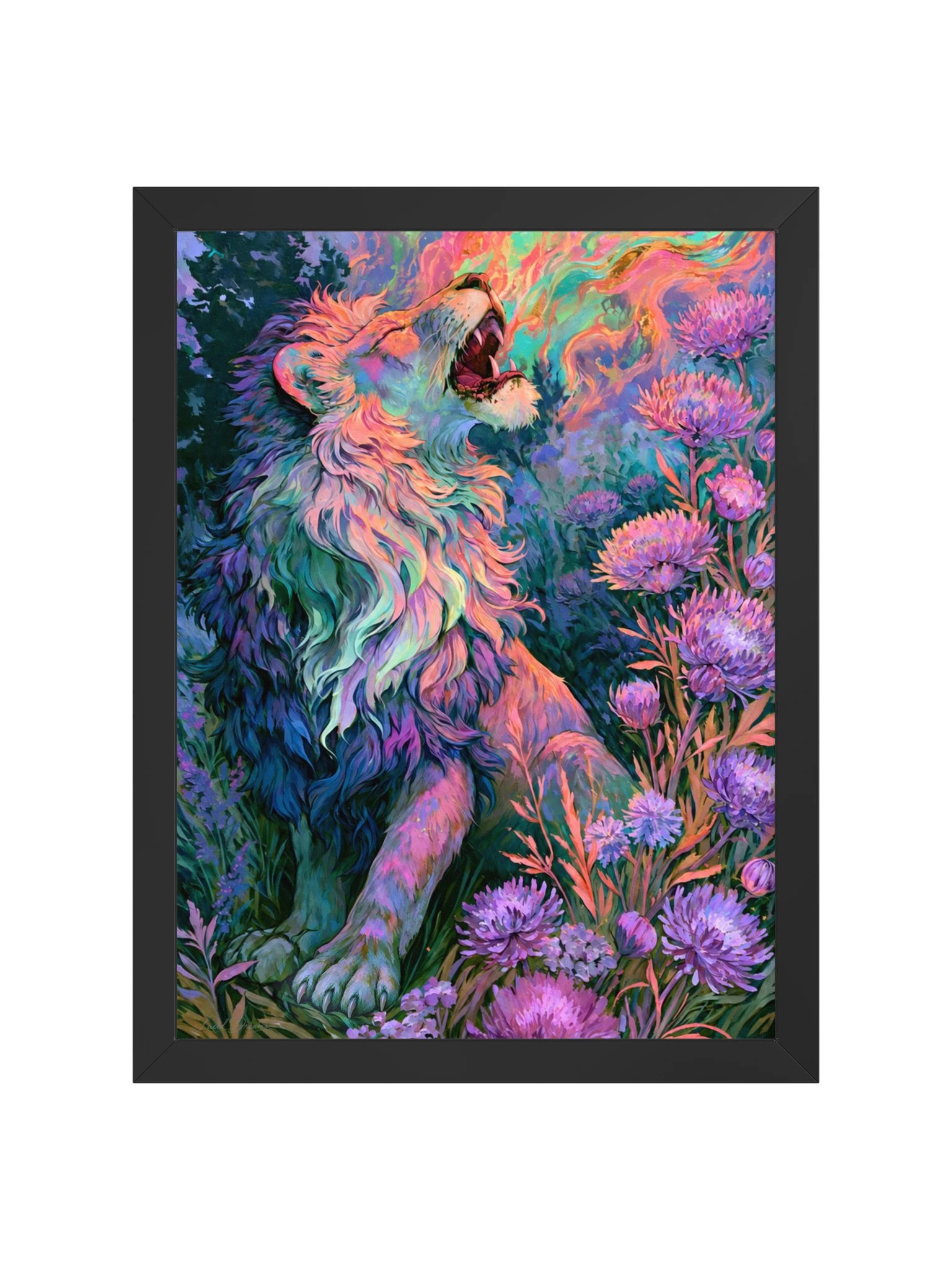 Colorful Lion Framed Art Print — The Dream That Learned to Roar product image (5)