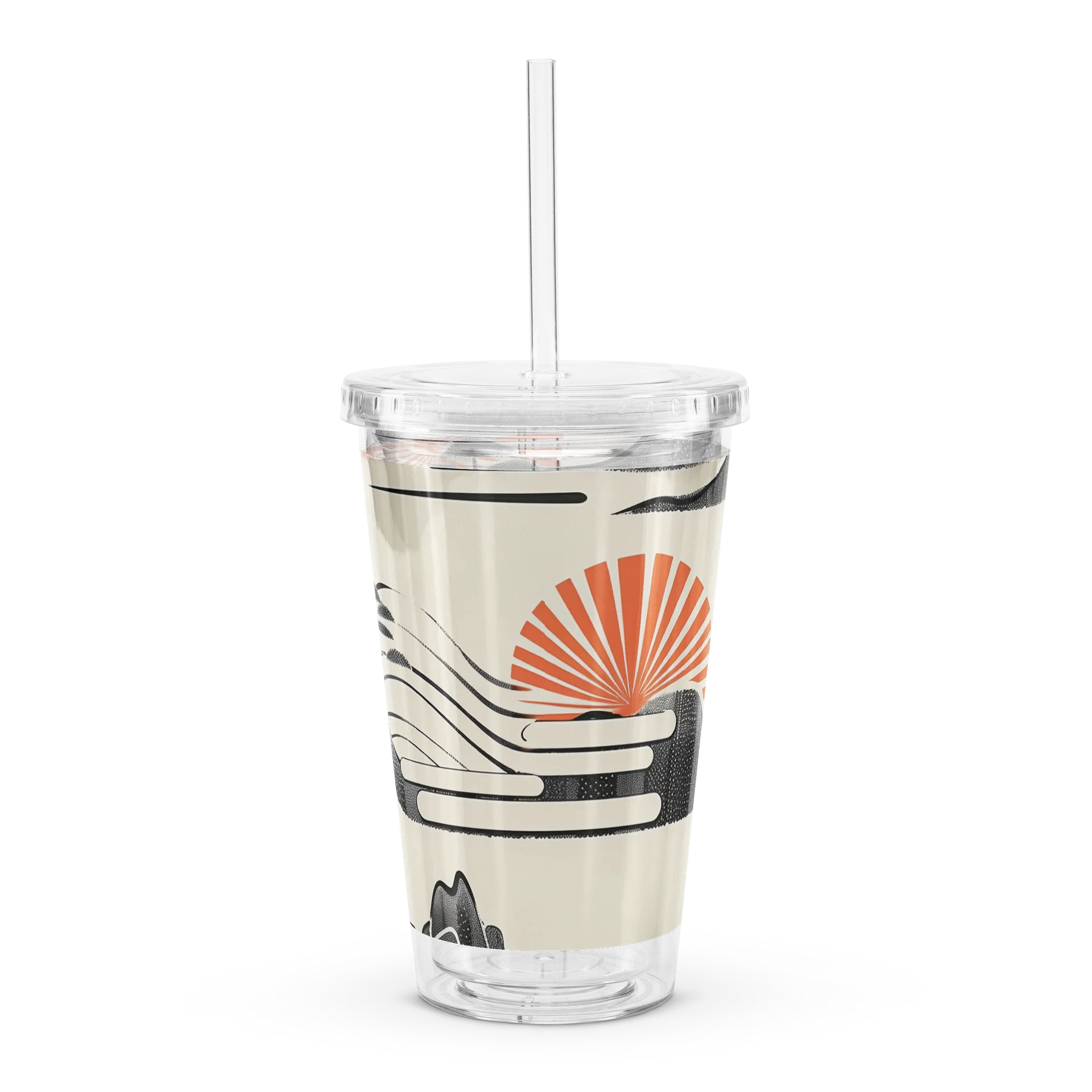 Japanese Sumi-e Landscape Acrylic Tumbler | Rising Sun Minimalist Art Cup product image (6)