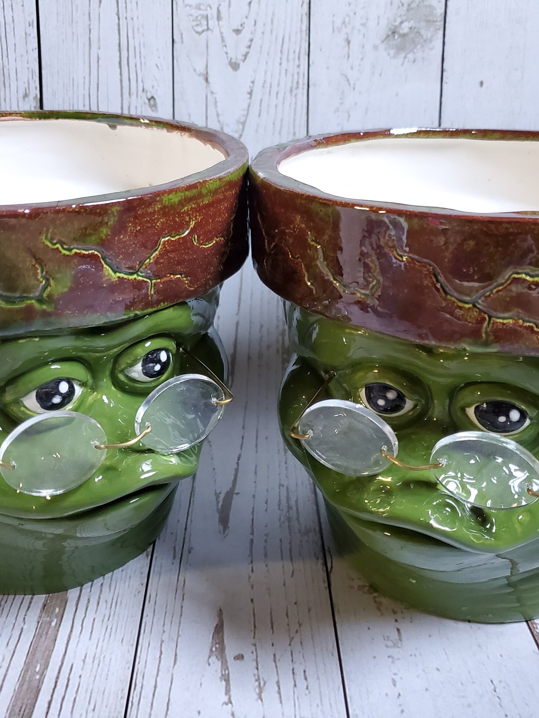 Wise frog planter, garden planter, flowerpot, ceramic product image (1)