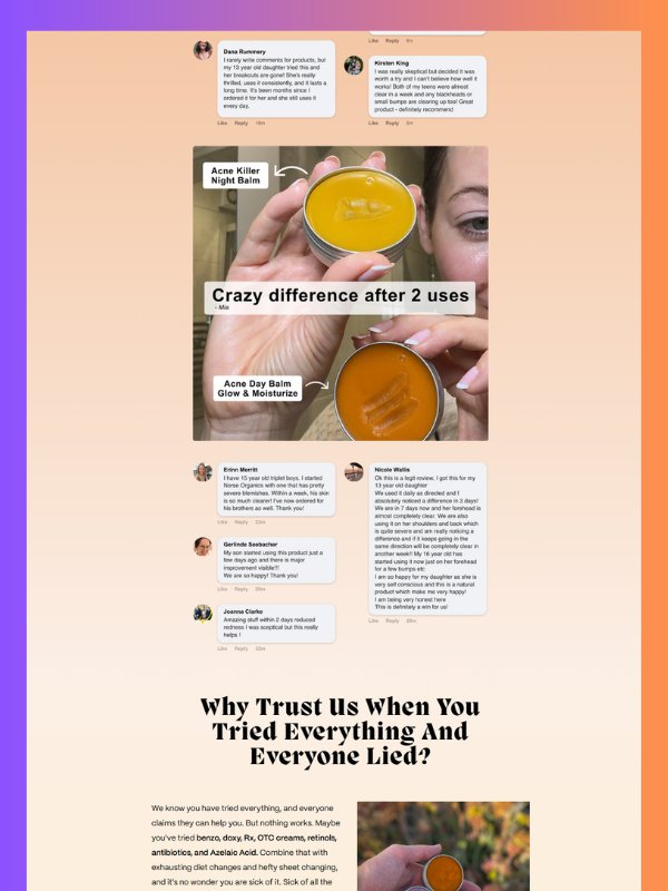 High-Converting Skincare Sales Page Template (Acne Treatment Funnel Design) product image (6)