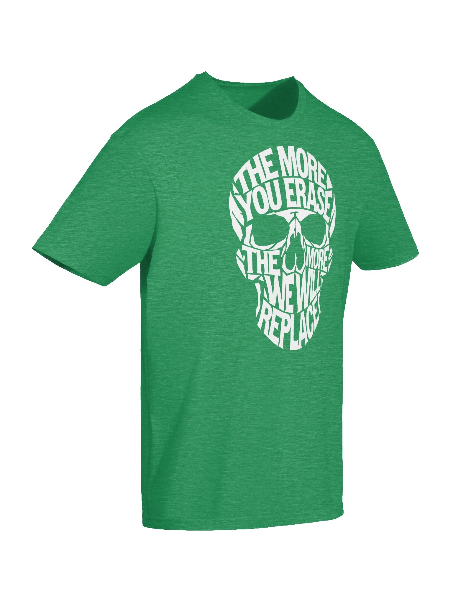 THE MORE YOU ERASE SKULL Graphic T-Shirt White on Green product image (3)