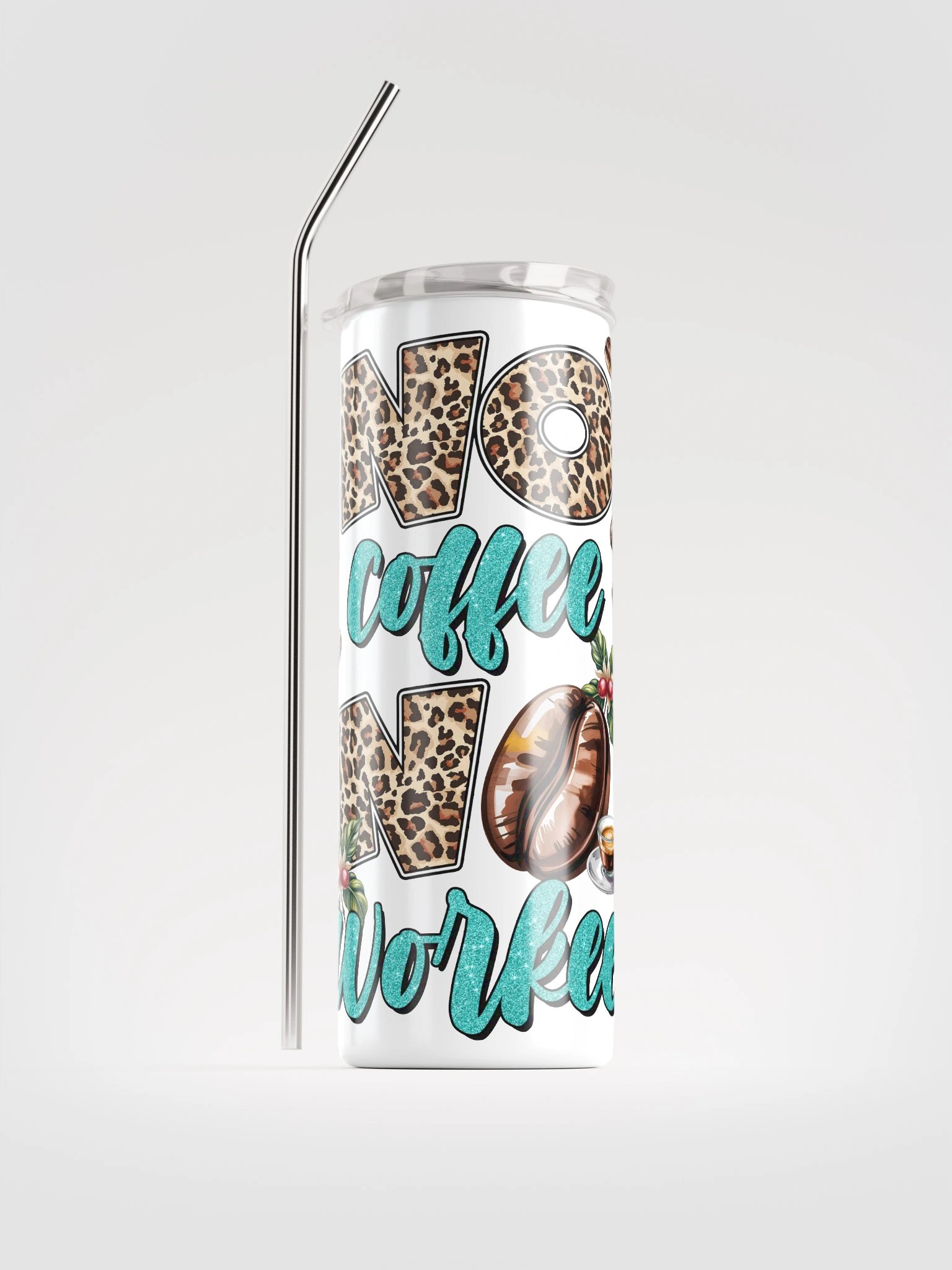 Leopard No Coffee No Workee Tumbler product image (6)