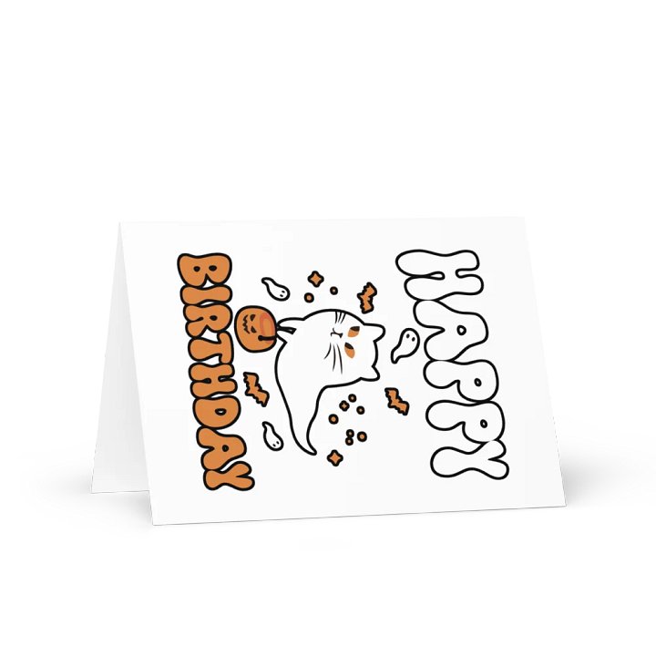 Happy Birthday (Cat Ghost Halloween) Birthday Card 5" x 7" product image (1)