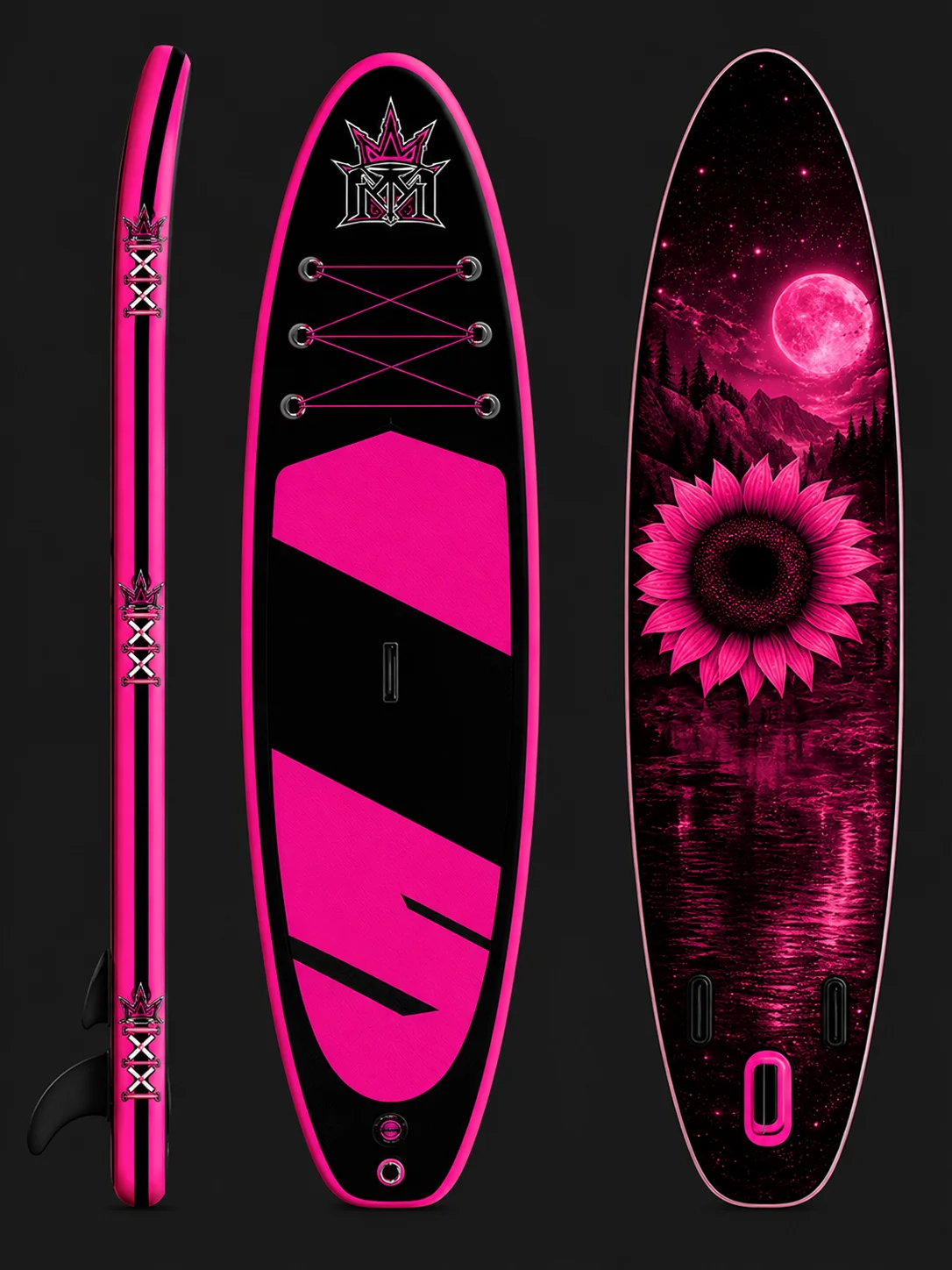 MMD 7 ft Rose Pink Moon Sunflower Inflatable Stand Up Paddle Board (SUP) product image (1)