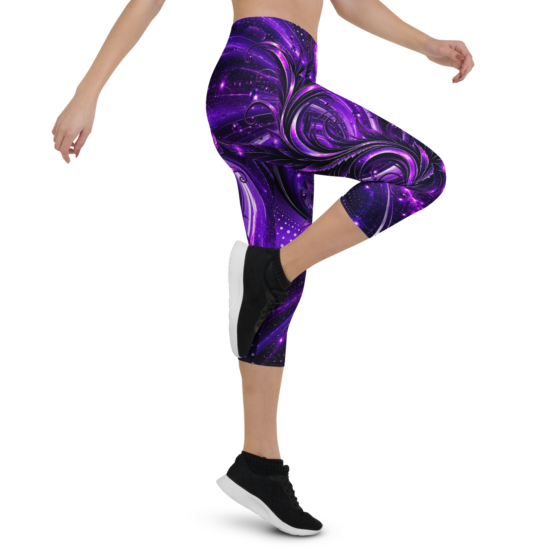 Cosmic Purple Abstract Capri Leggings product image (5)