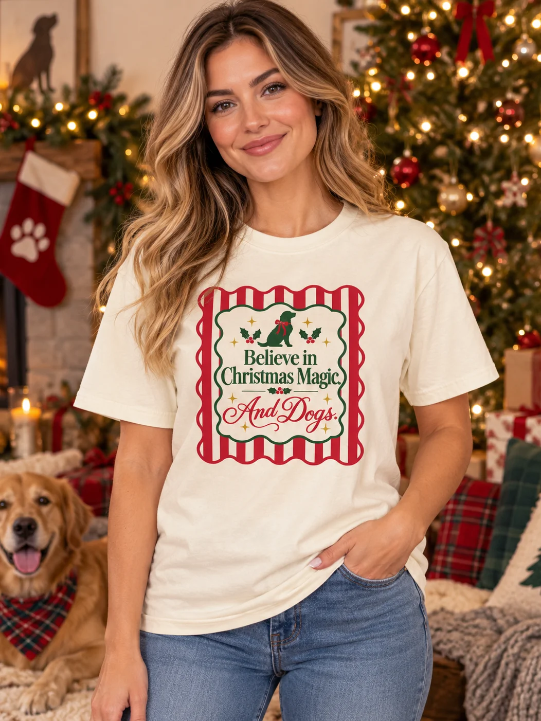 Believe in Christmas Magic and Dogs | Dog Lover Christmas T-Shirt product image (13)