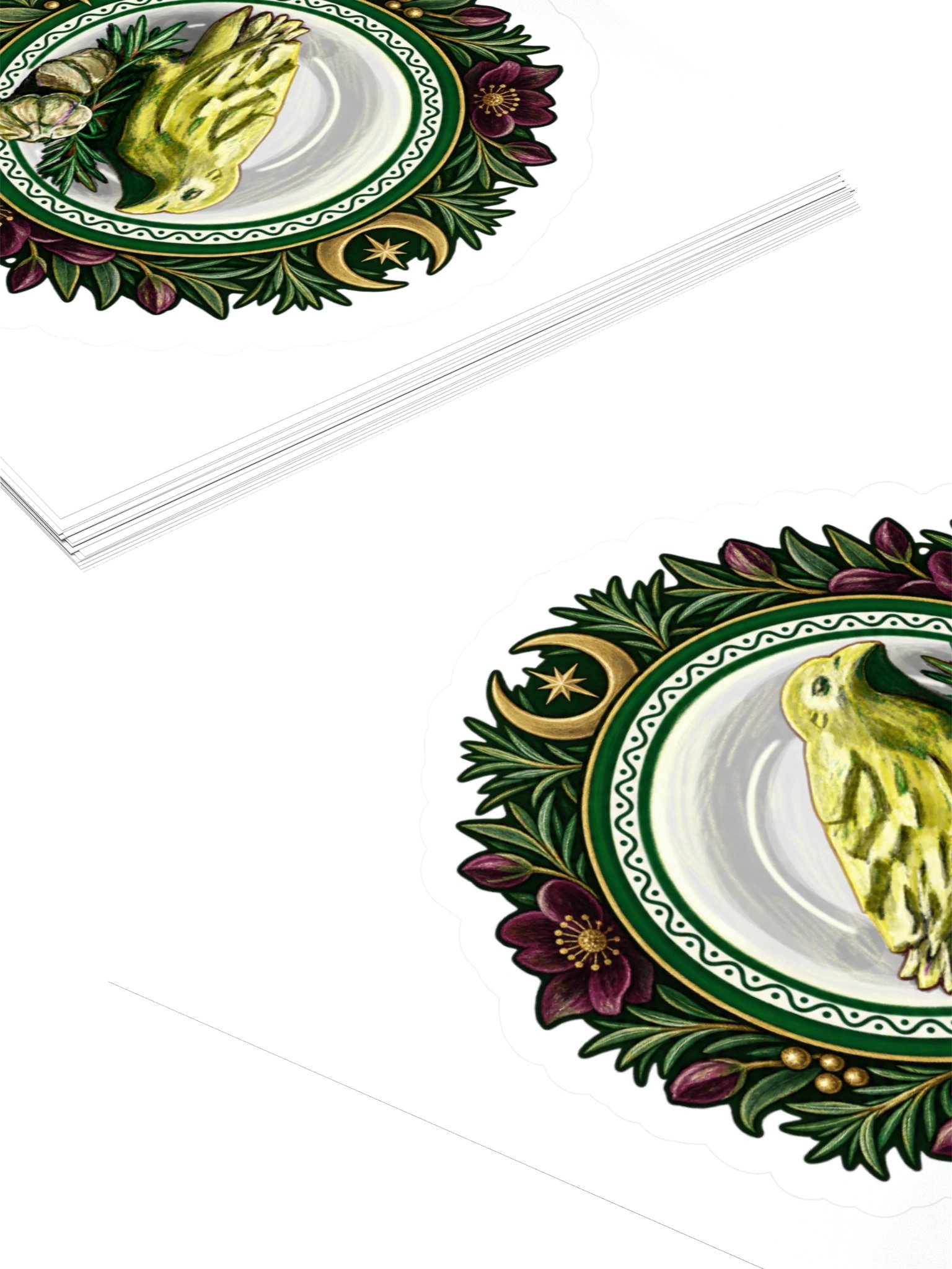 Moonlit Garlic Bird Floral Emblem Kiss Cut Sticker product image (12)
