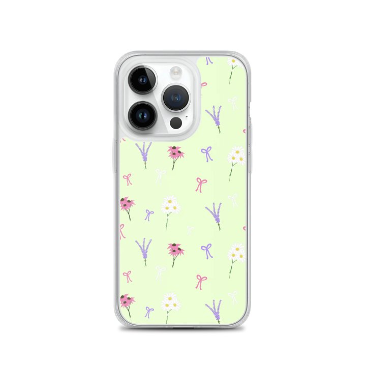 Wildflowers and Bows Pattern- Green Background Phone Case product image (2)