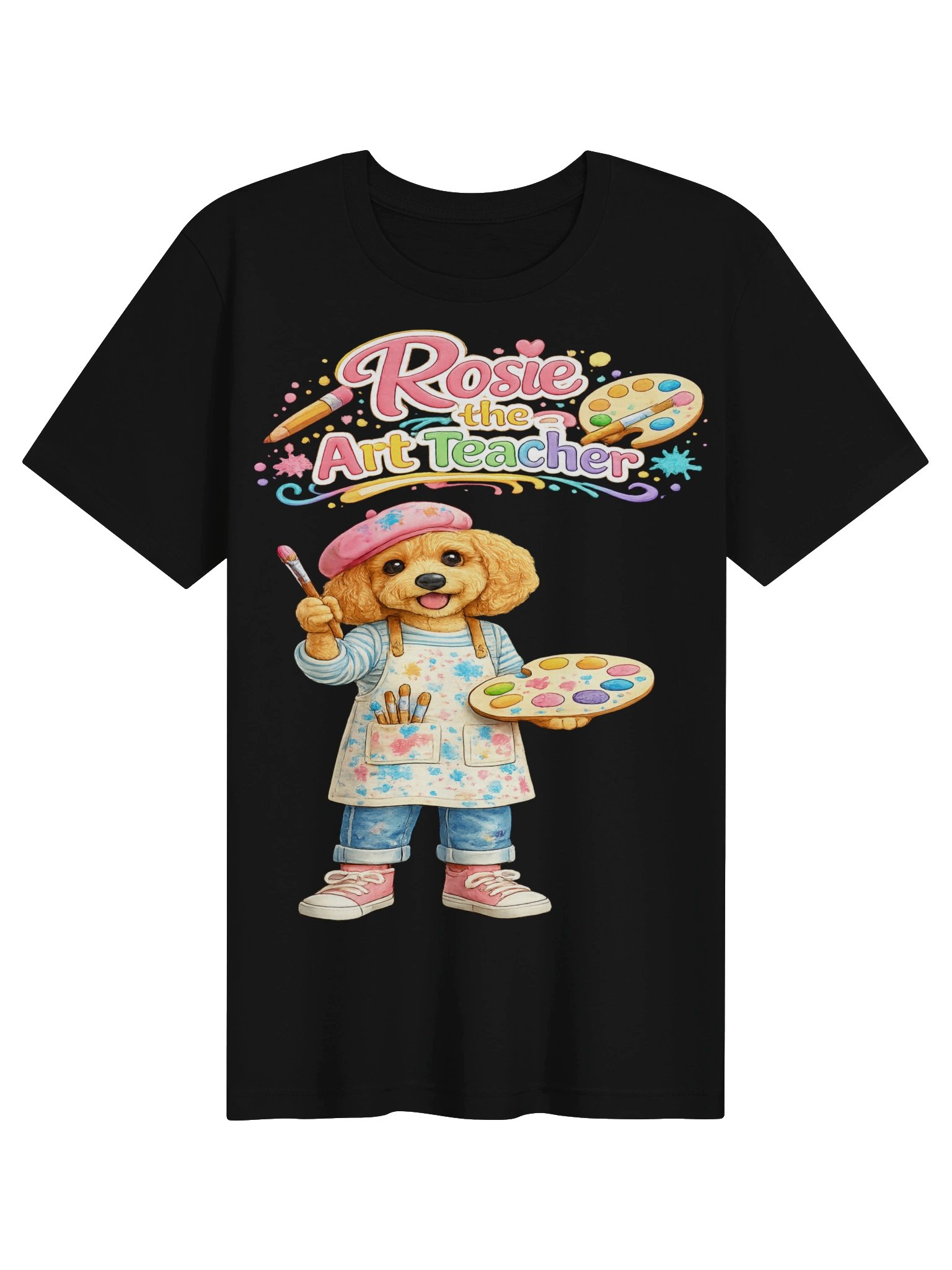 Rosie the Art Teacher Cartoon Dog Adult Tee-shirt product image (1)