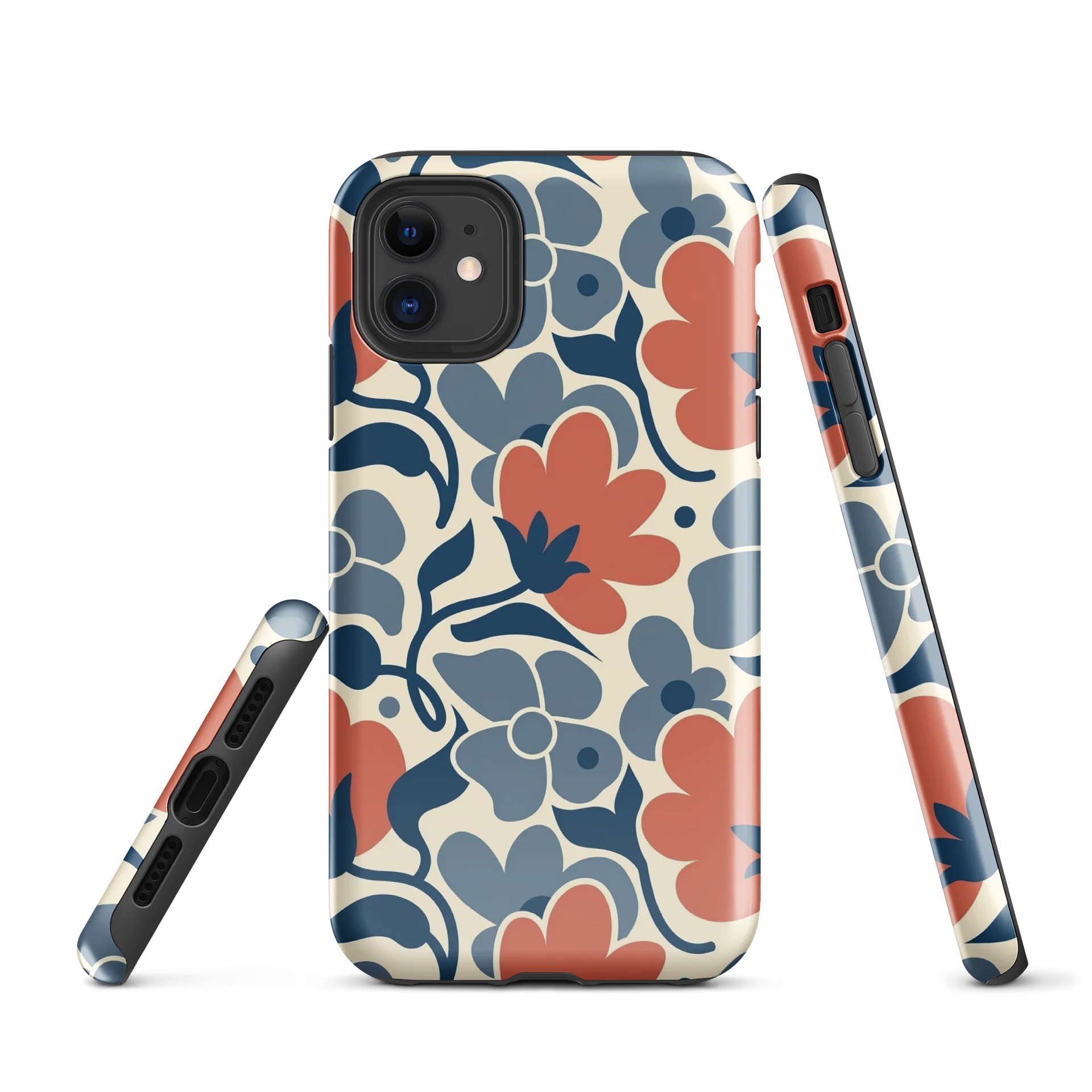 Blue Coral Floral Tough iPhone Case product image (1)