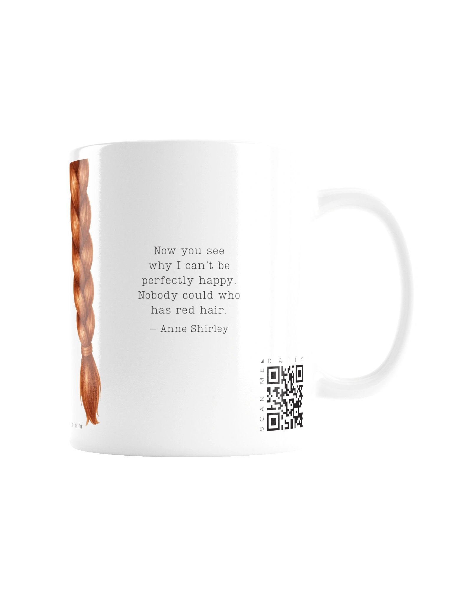 <i>Yes. It's Red</i> • QR Mug<br /> With 160 Daily Quotes<br /> <small>Quotes from beloved novel<br />Anne of Green Gables (1908)</small> product image (2)