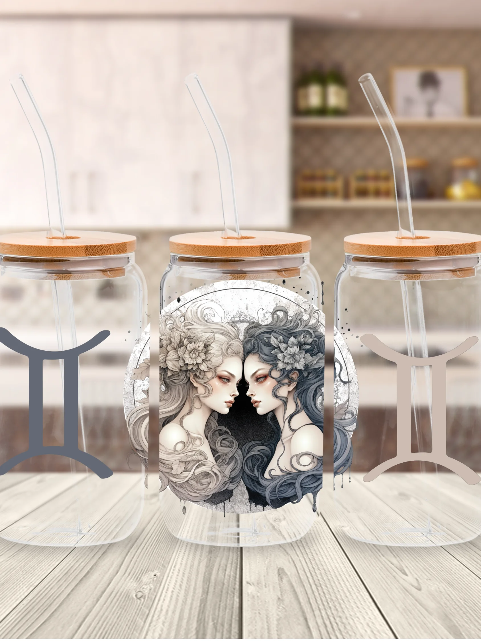 Gemini Zodiac Glass Can Sipper product image (1)