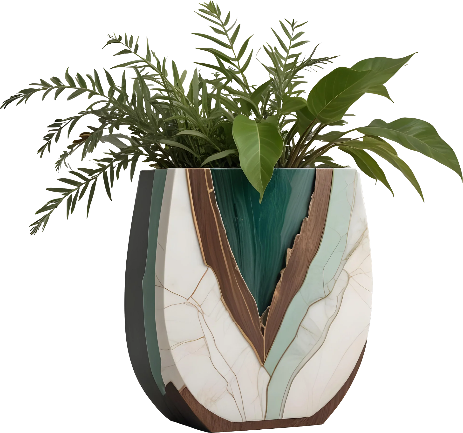 Luxe Botanique – Emerald Botanical Vase PNG product image (1)