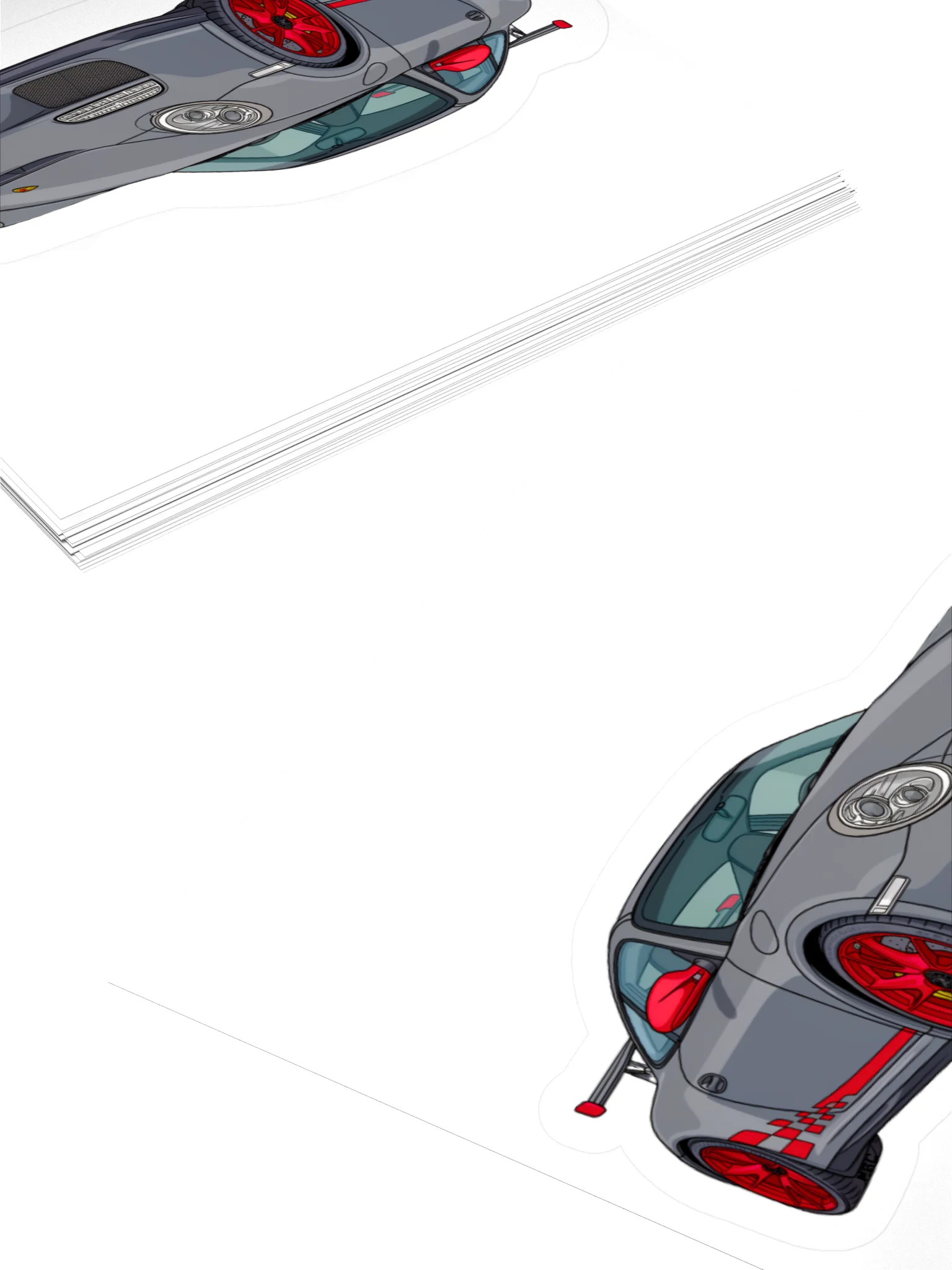 Grey Porsche GT3 RS Sticker (Retro, Sketch, Silhouette) product image (10)