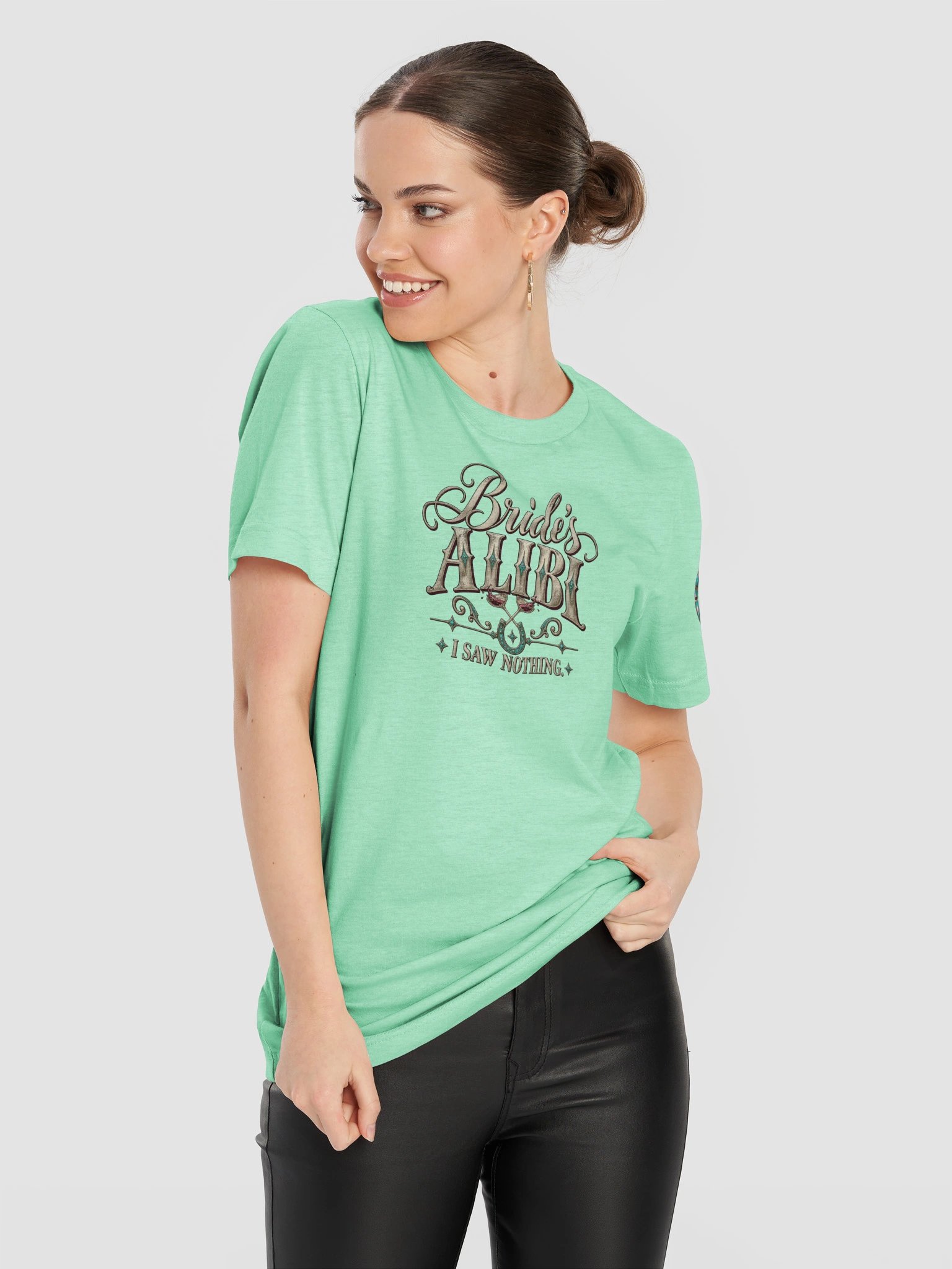 Funny Bachelorette Party Shirt — Bride’s Alibi™ I Saw Nothing Tee | Broken Marriage™ product image (12)