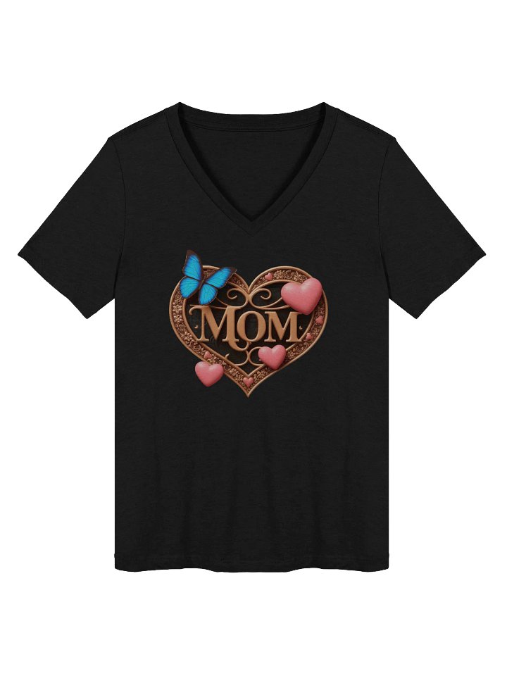 Mom's Love Heart V-Neck Tee product image (1)