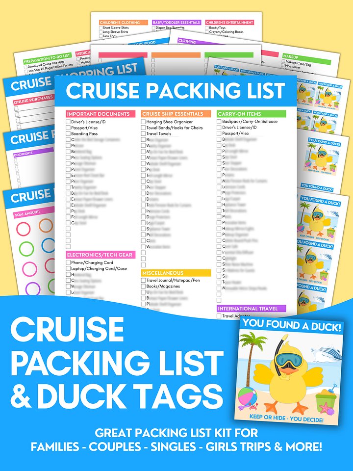 Cruise Packing List & Duck Tags product image (1)