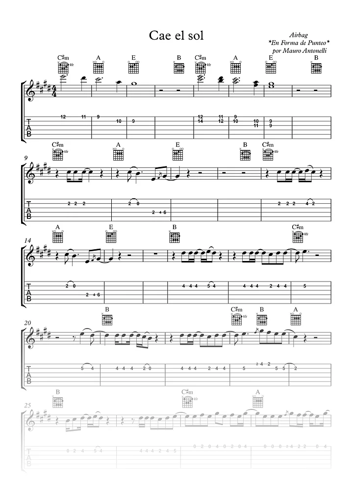 Cae el sol - Partitura + Tabs + Acordes + Pista product image (1)