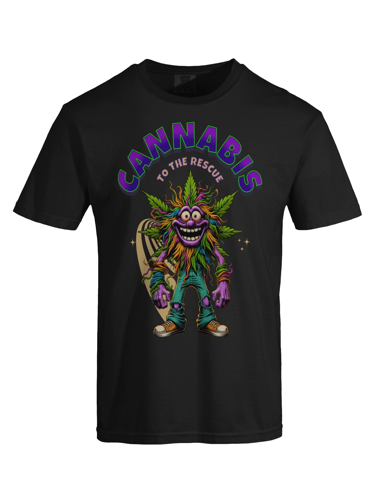 Hairy Bud - To the Rescue - Cannabis Leaf Cartoon Heavyweight T-Shirt product image (3)