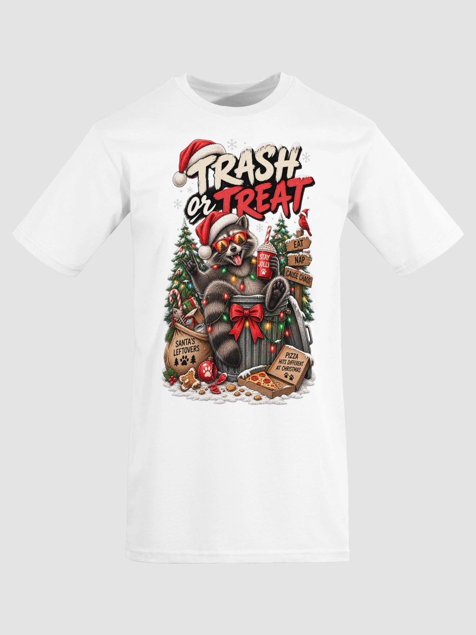 Trash or Treat Raccoon Christmas Shirt | Funny Trash Panda Holiday Tee product image (1)