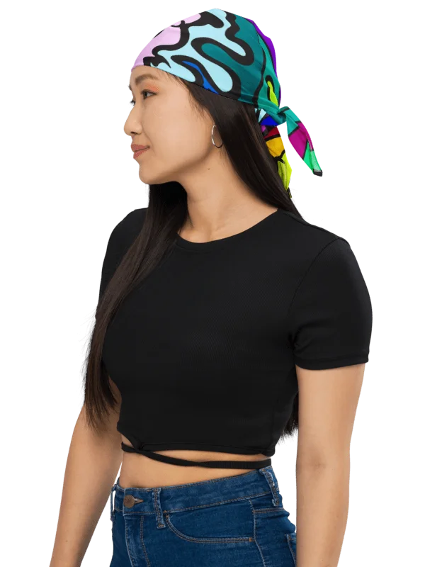 Vibrant Mosaic All-Over Bandana - Wave at Sunset product image (9)