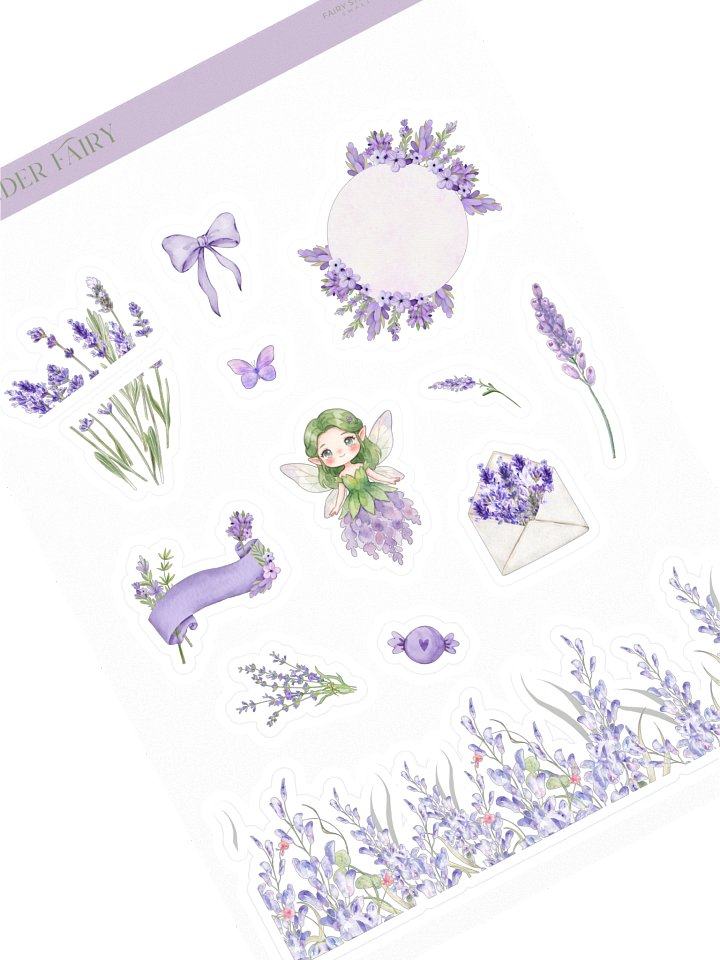 Lavender Blossom Fairy Watercolor Kiss-Cut Sticker Sheet product image (1)