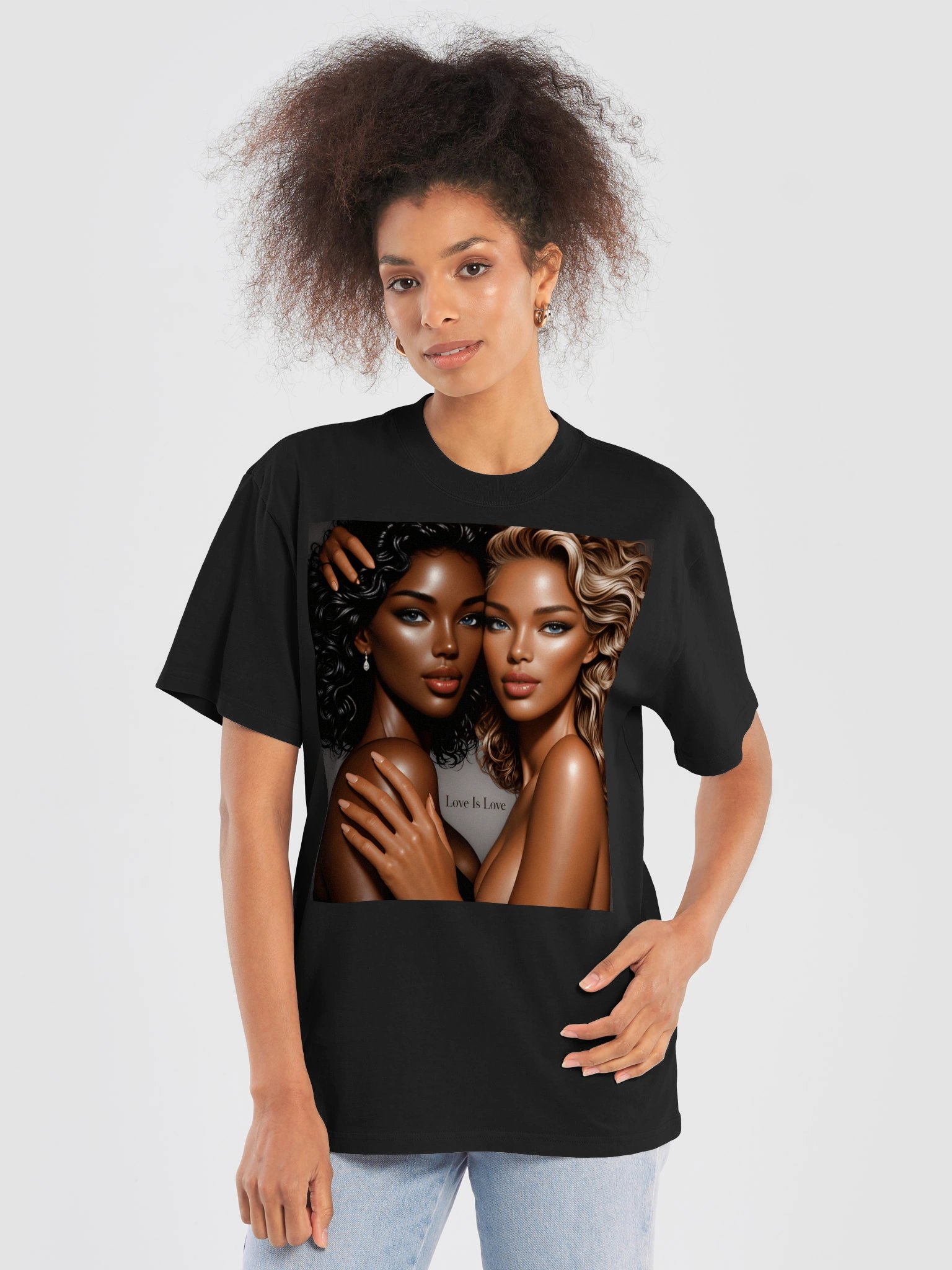 Love Is Love Poster - LGBTQ Pride Wall Art - Black and Biracial Women Portrait - Unframed product image (6)
