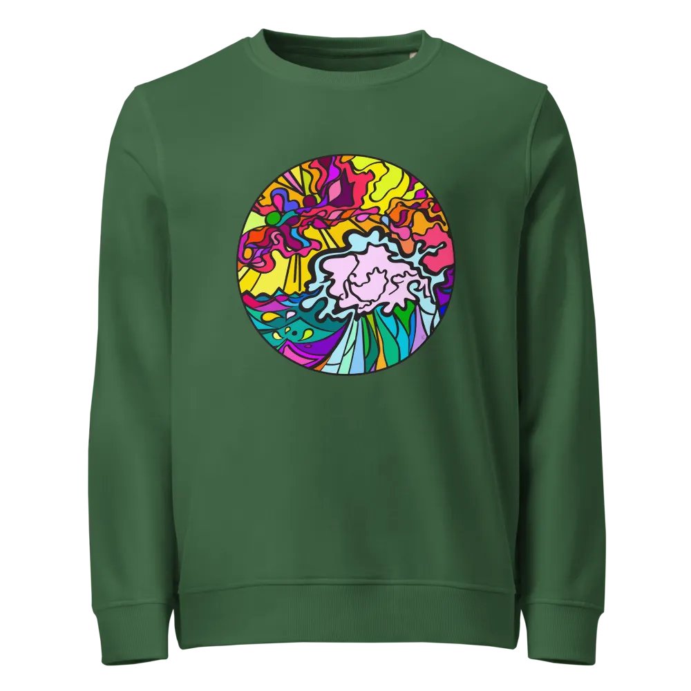 Vibrant Swirls Organic Sweatshirt - Wave at Sunset product image (4)