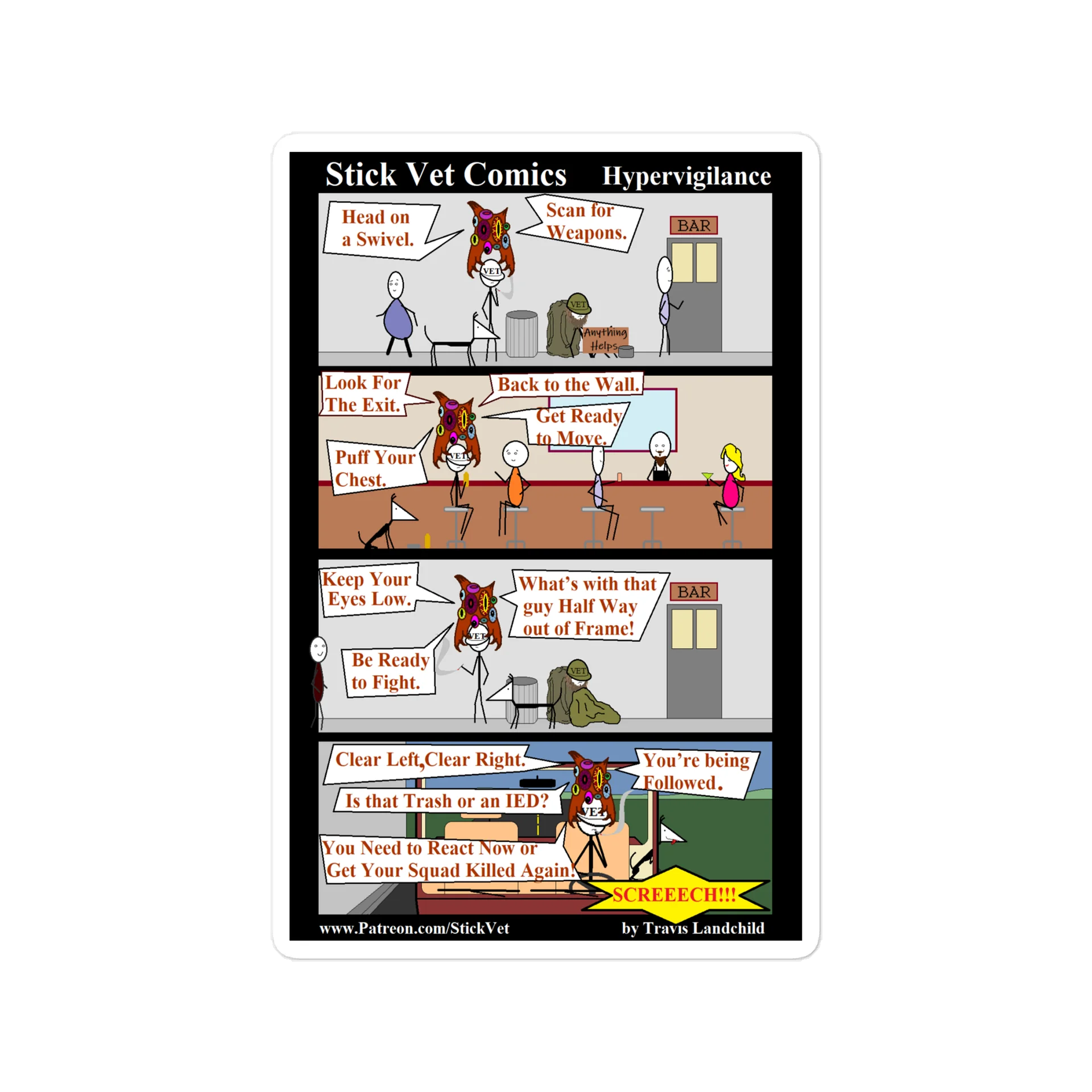 Stick Vet Hypervigilance Comic Vinyl Decal product image (1)