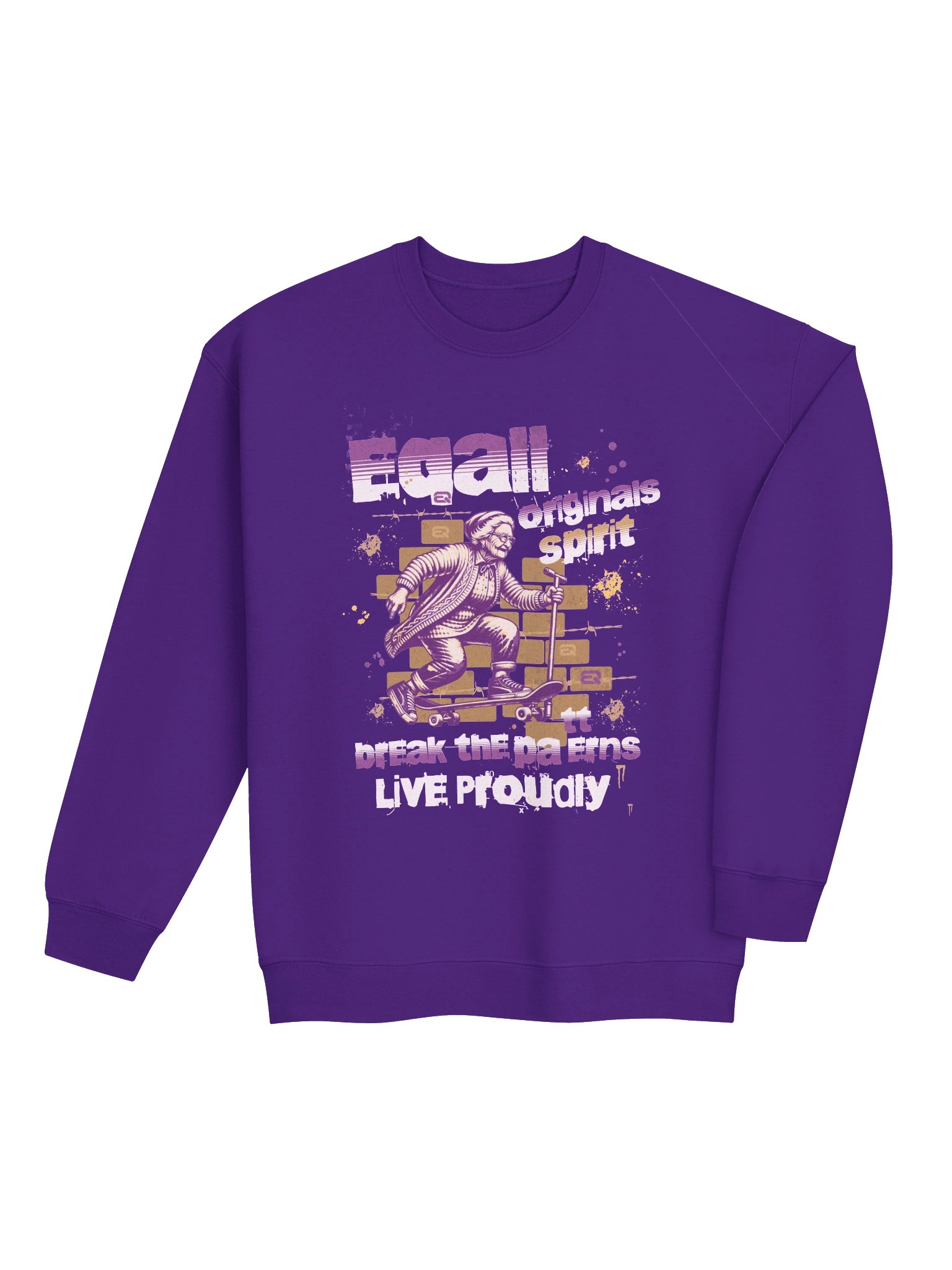 Urban Grandma Skater Vibes Mid-weight Sweatshirt by EQALL® Originals_Purple / Mustard product image (1)