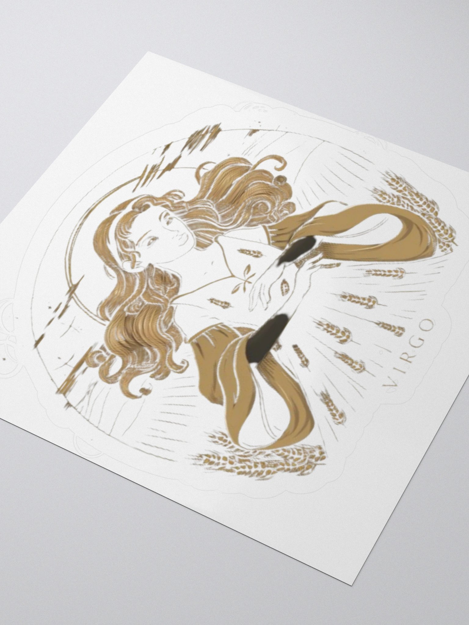 Virgo Zodiac Sticker - Maiden with Wheat & Floral - Vinyl product image (7)