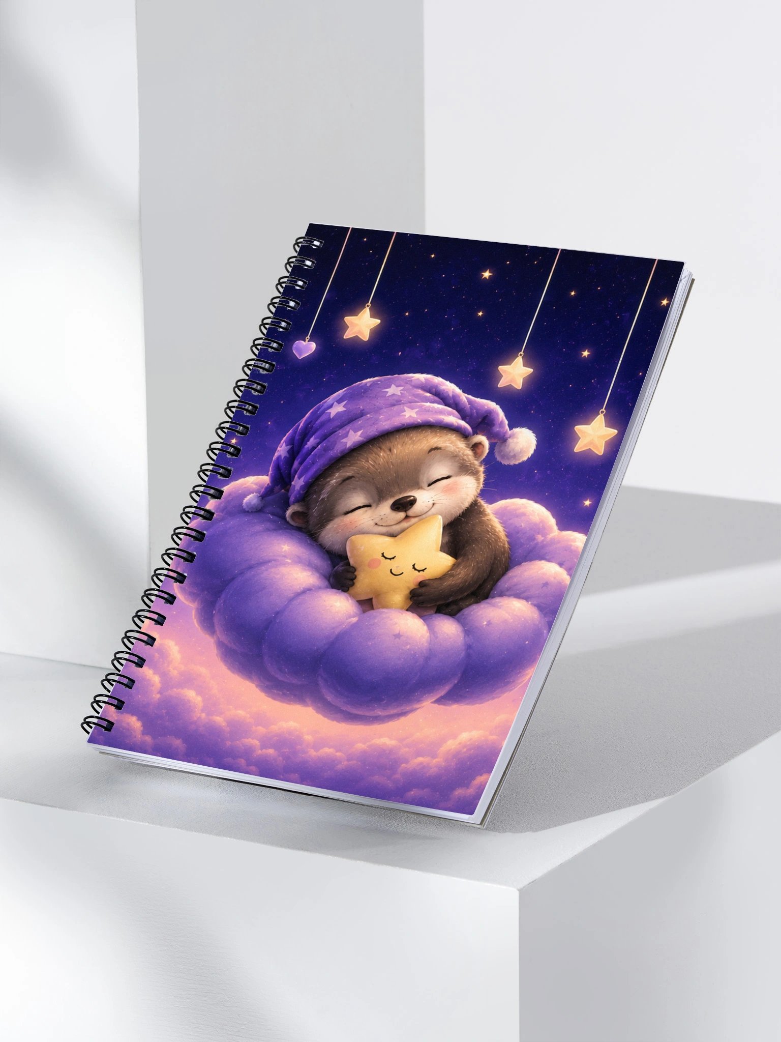 Starry Cloud Dreams Spiral Notebook | Cute Ferret Journal product image (3)