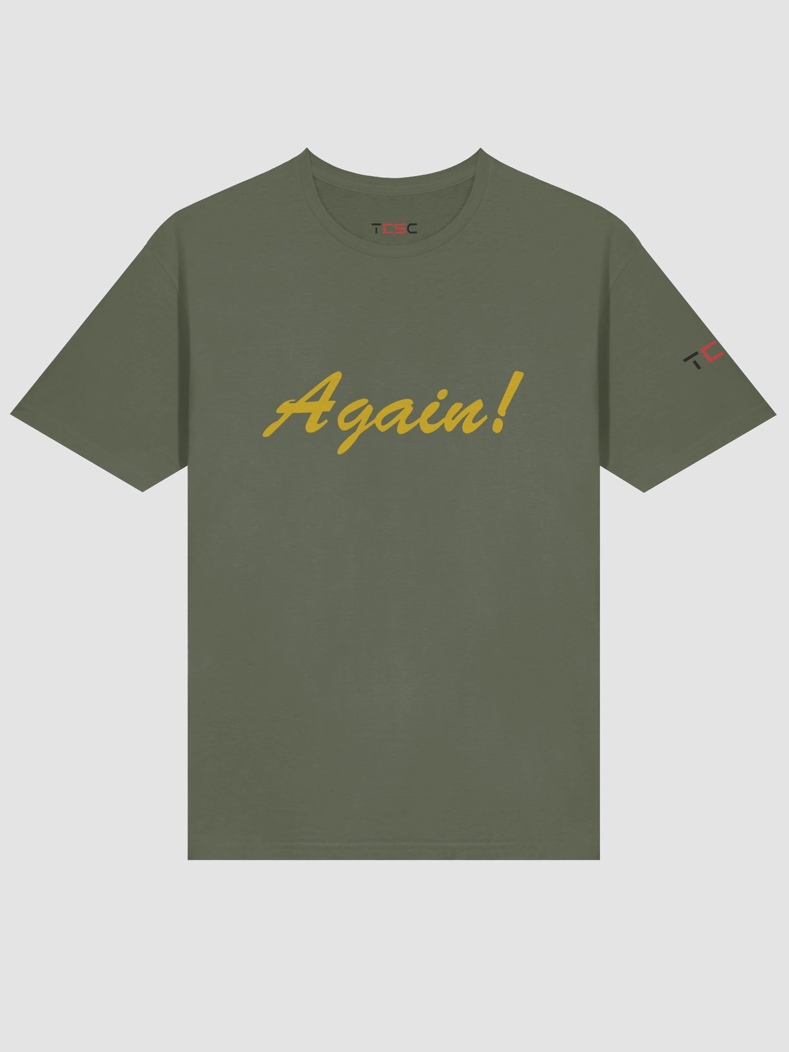 'Again!' Printed Emblem Unisex T-Shirt (Military Green) product image (3)